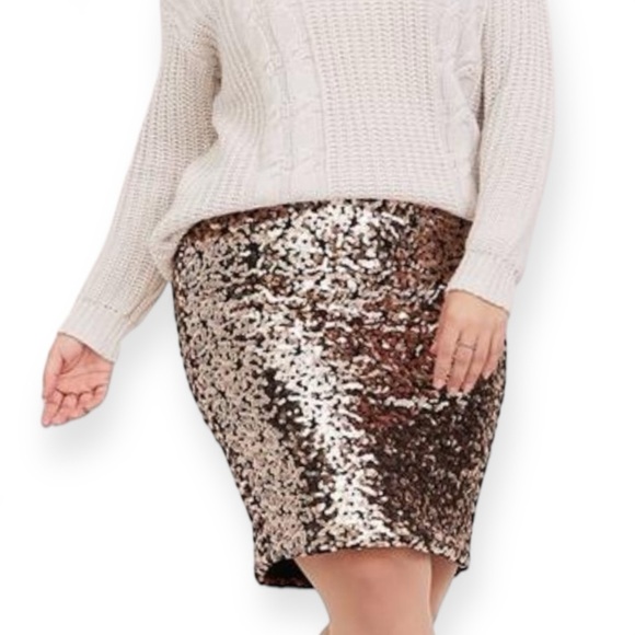 TORRID Rose Gold Sequins Stretchy Mini Skirt Size 2X Like New - Picture 14 of 15